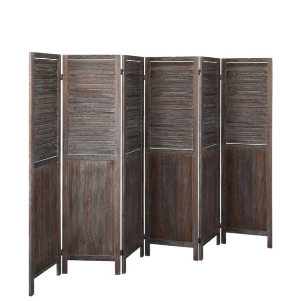 6 Panel Room Divider Folding Screen Privacy Dividers Stand Wood Brown Image 4