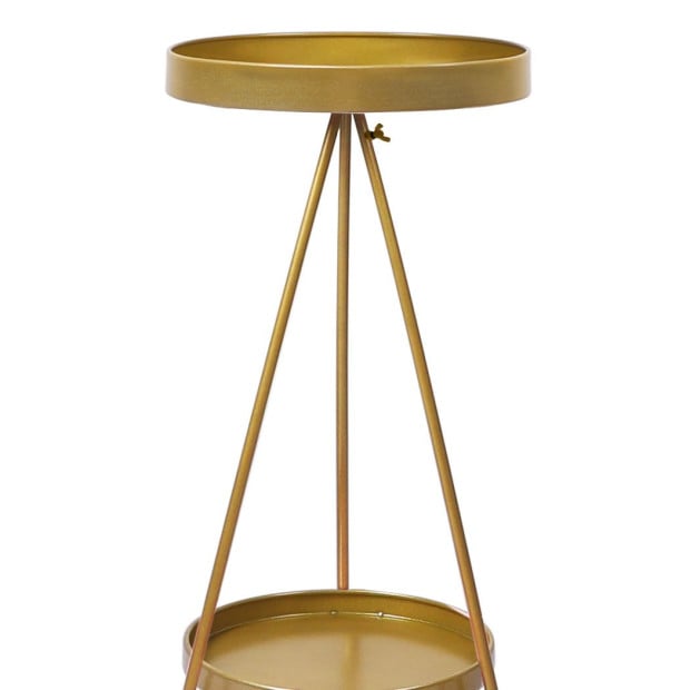 Plant Stand 2 Tiers Outdoor Indoor Metal Flower Pots Rack Garden Gold Image 4