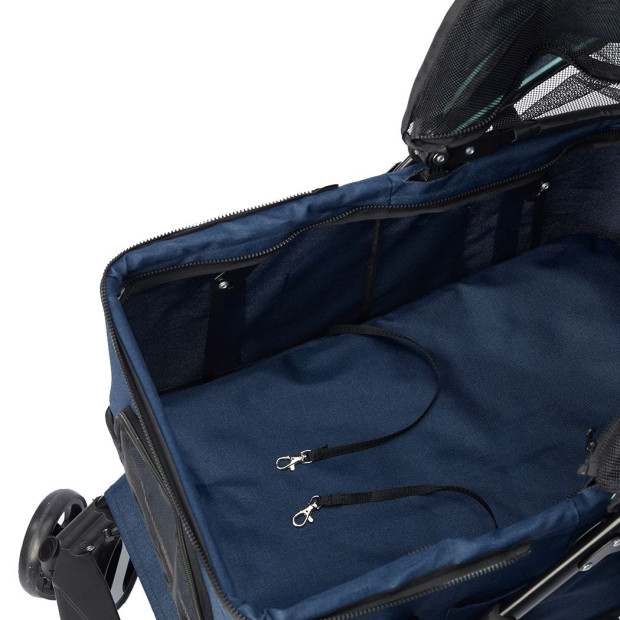 Pet Stroller Dog Pram Foldable Carrier 4 Wheels Large Pushchair Blue Image 4