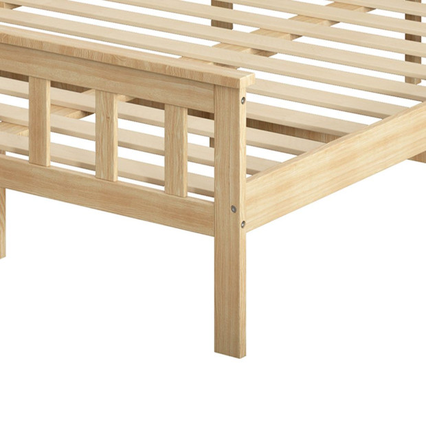 Wooden Bed Frame Queen Size Mattress Base Natural Image 4