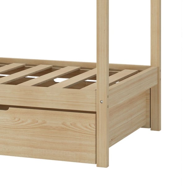 Bed Frame Wooden Single Timber Mattress Base Storage Drawers Image 4