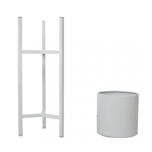 Garden Planter Stand Metal Flower Pot Rack Corner Shelving White - S Image 4