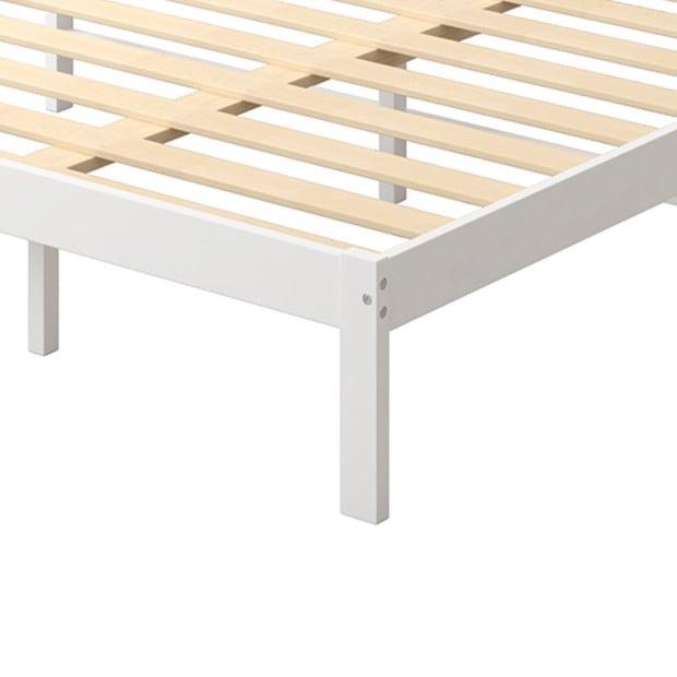 Wooden Bed Frame Queen Size Mattress Base Solid Timber Pine Wood White Image 4