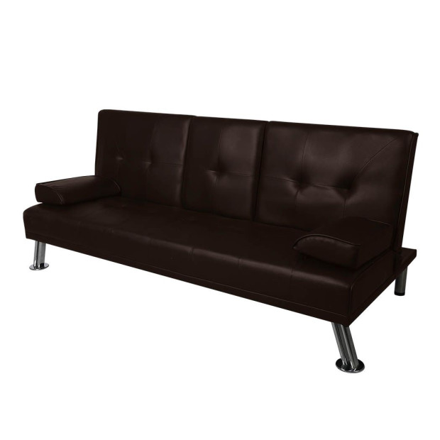 Adjustable Sofa Bed Lounge Couch Leather Beds 3 Seater Recliner Brown Image 8