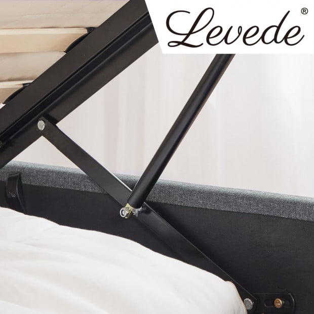 Bed Frame Queen Size Gas Lift Base Storage Wooden Platform Linen Image 4