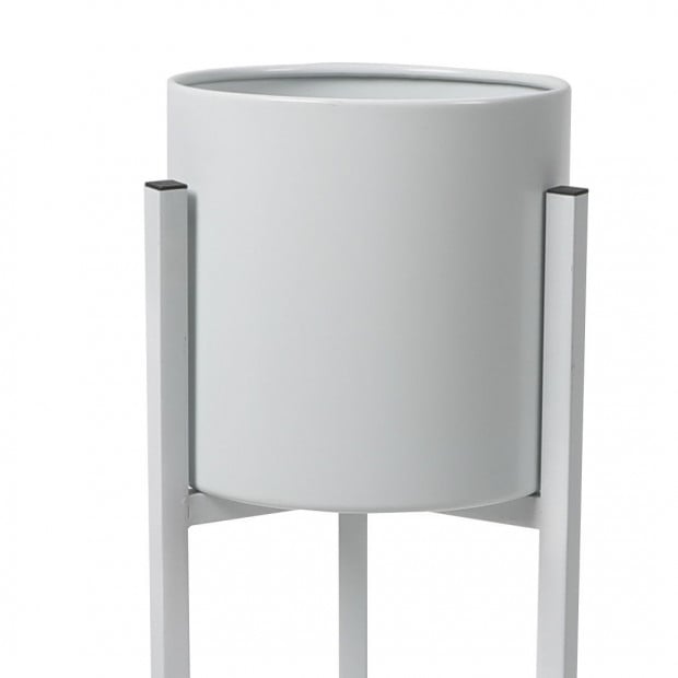 Garden Planter Stand Metal Flower Pot Rack Corner Shelving White - S Image 5