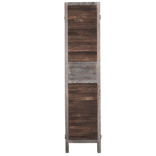 6 Panel Room Divider Folding Screen Privacy Dividers Stand Paulownia Wood Brown Image 5
