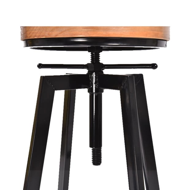 Industrial Bar Stools Kitchen Stool Wooden Barstools Swivel Vintage Image 5