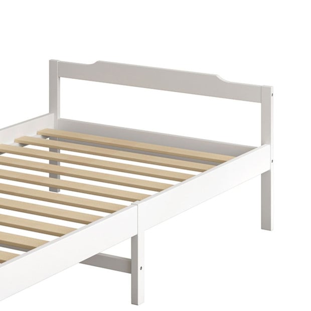 Wooden Bed Frame King Single Mattress Base Solid White Image 5