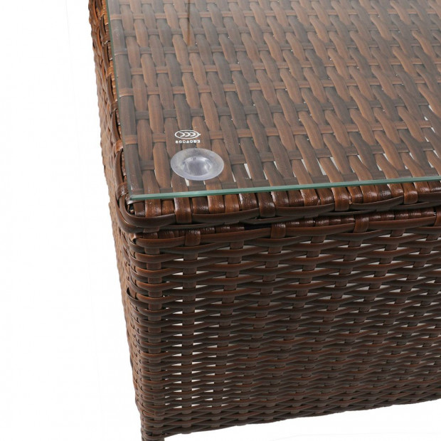 Outdoor Furniture Garden 3 Pcs Chair Table Rattan Wicker Seat Brown Image 5