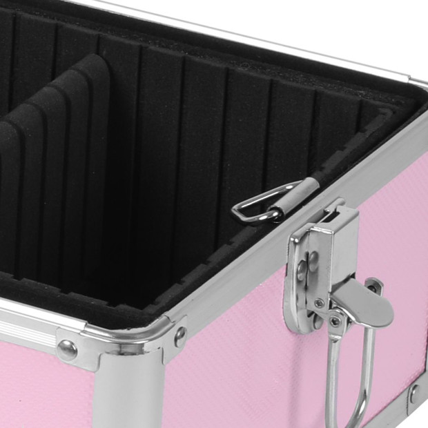 Makeup Case Professional Makeup Organiser 7 in 1 Trolley Silver Pink Image 5