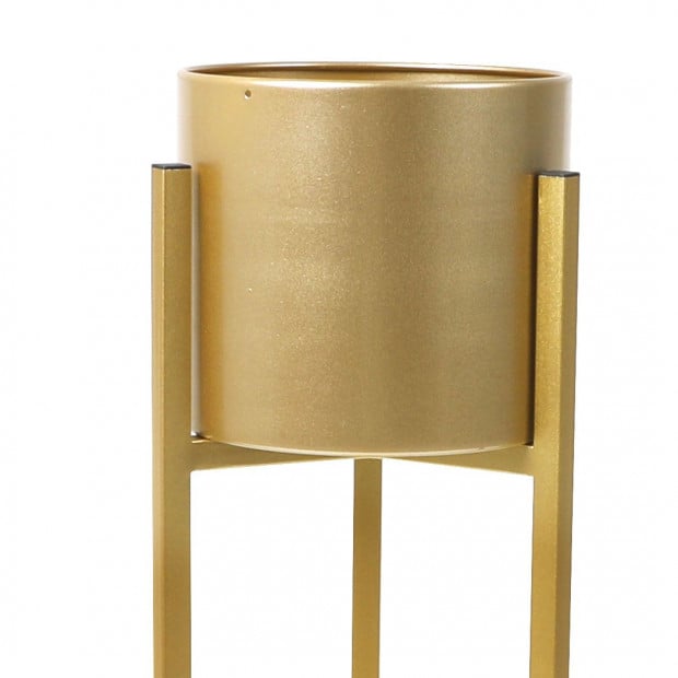 Plant Stand Garden Planter Metal Flower Pot Rack Corner Shelving Gold Image 5