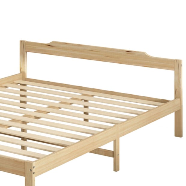 Wooden Bed Frame Double Size Mattress Base Solid Natural Image 5