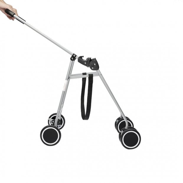Pet Stroller Dog Cat Puppy Pram Travel Carrier 4 Wheels Foldable Grey Image 5