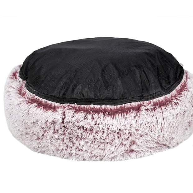 Pet Bed Cat Dog Donut Nest Calming Mat Soft Pink XL Image 5