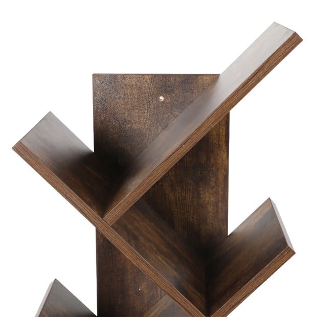 8-Tier Bookshelf Wooden Tree Bookcase Storage Home Decor Display Stand Image 5