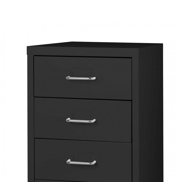 5 Drawers Portable Cabinet Storage Steel Stackable Organiser Black Image 5