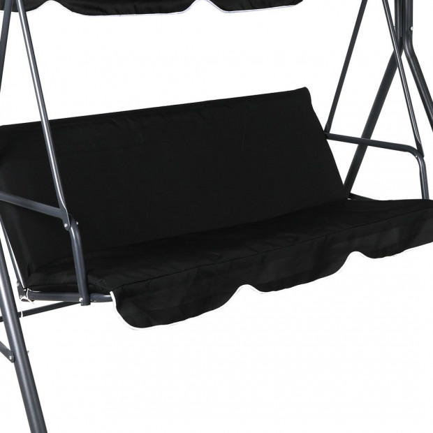 Swing Chair Hammock Outdoor Furniture Garden Canopy 3 Seater Black Image 5