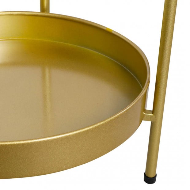 2 Tier Plant Stand Metal Flower Pots Rack Garden Shelf - Gold Image 5