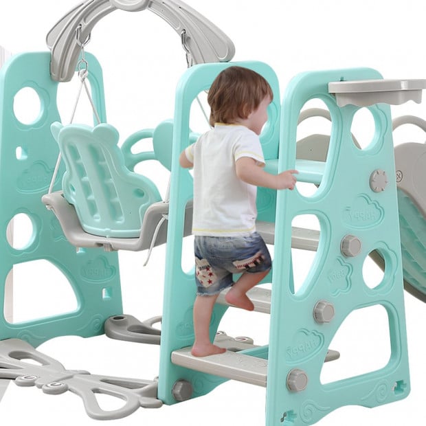 BoPeep Kids Slide Swing Basketball Ring Activity Center Play Set Blue Image 5