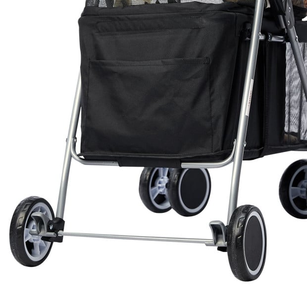 Pet Stroller Dog Pram Large Travel Pushchair Foldable Carrier Black Image 5