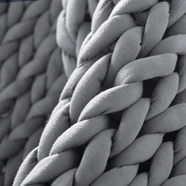 Knitted Weighted Blanket Chunky Bulky Knit Throw Blanket 3KG Grey Image 6