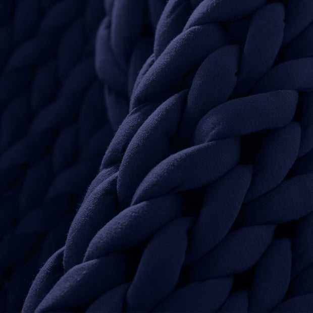 Knitted Weighted Blanket Chunky Bulky Knit Throw Blanket 3KG Navy Blue Image 6
