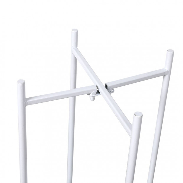 2 Tiers Plant Stand Metal Flower Pot Rack Garden Shelf Outdoor White Image 6