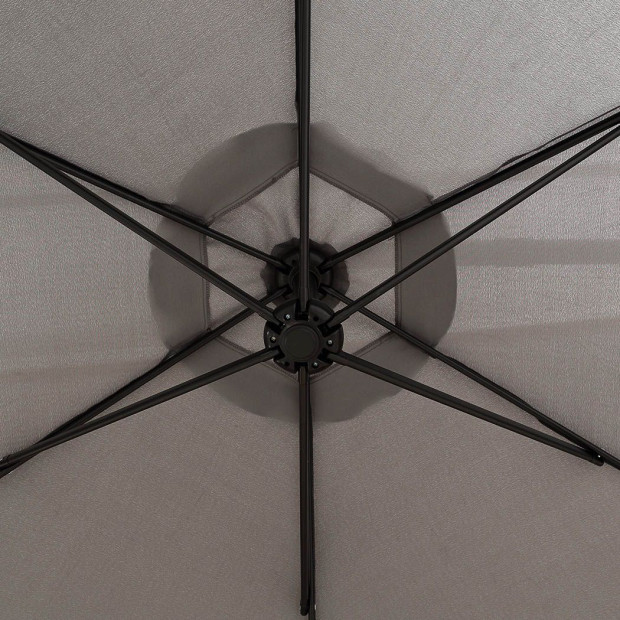 3M Patio Outdoor Umbrella Cantilever Grey With Base Stand Image 6
