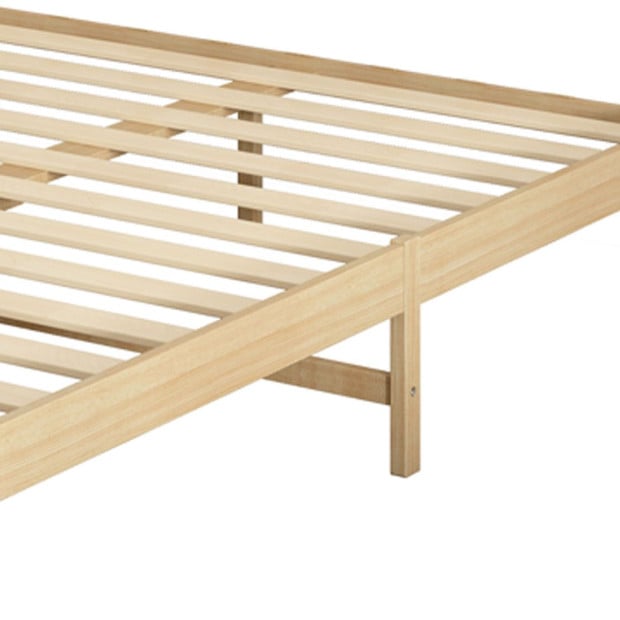 Wooden Bed Frame Queen Size Mattress Base Solid Natural Image 6