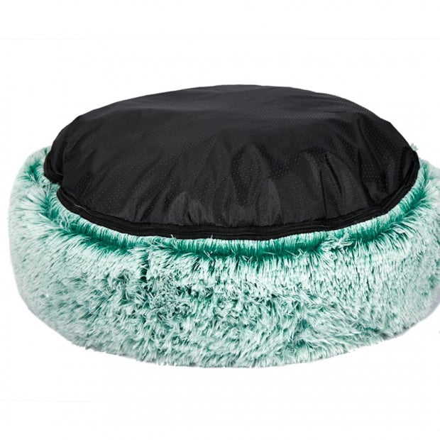 Pet Bed Cat Dog Donut Nest Calming Mat Soft Plush Kennel Teal L Image 6