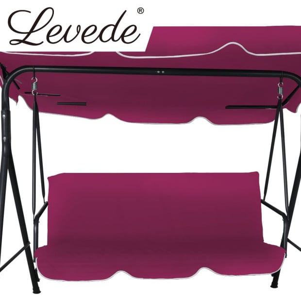 Swing Chair Hammock Outdoor Furniture Garden Canopy Cushion Bench Red Image 6