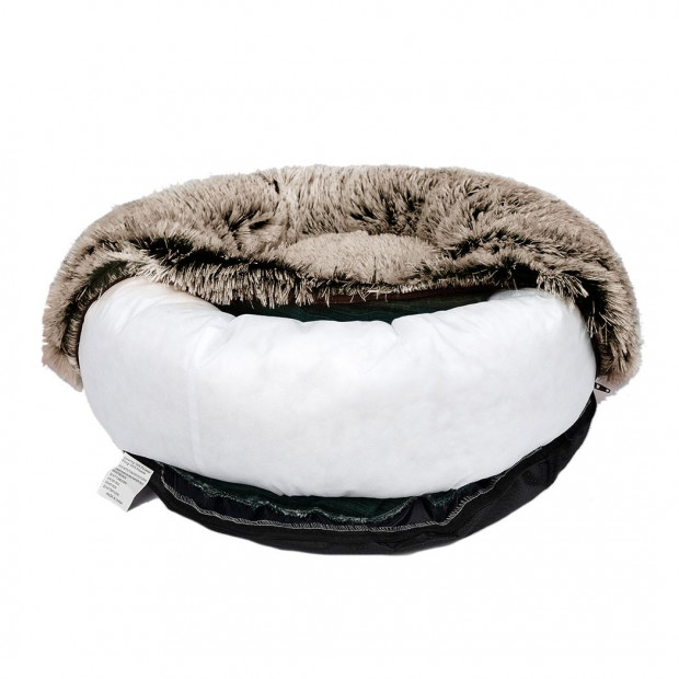 Pet Bed Cat Dog Donut Nest Calming Mat Soft Plush Kennel Coffee M Image 6
