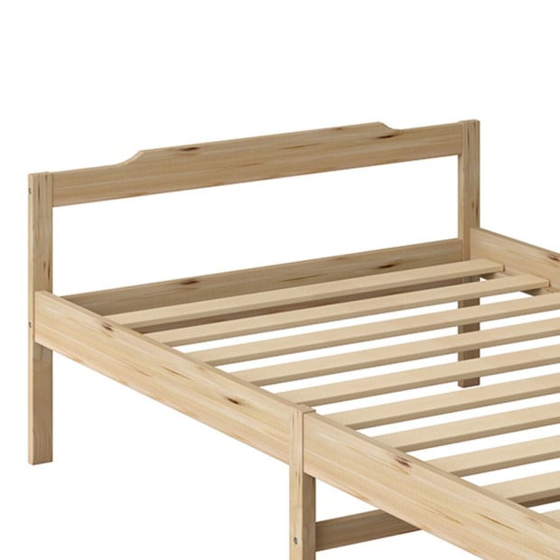 Wooden Bed Frame Single Size Base Solid Timber Pine Wood Natural Image 6