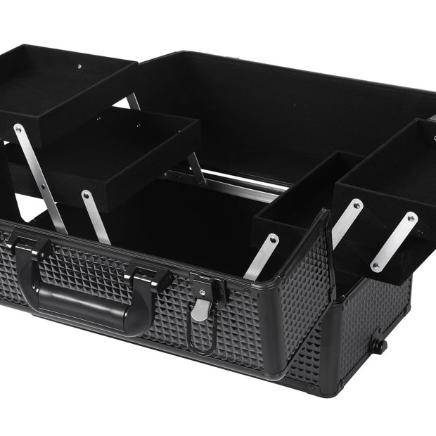 Makeup Case Professional Makeup Organiser 7 in 1 Trolley Black Image 5