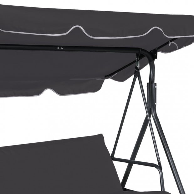 Swing Chair Hammock Outdoor Furniture Garden Canopy 3 Seater Grey Image 6