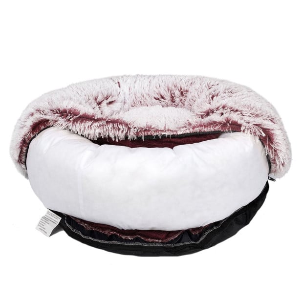 Pet Bed Cat Dog Donut Nest Calming Mat Soft Pink XL Image 6