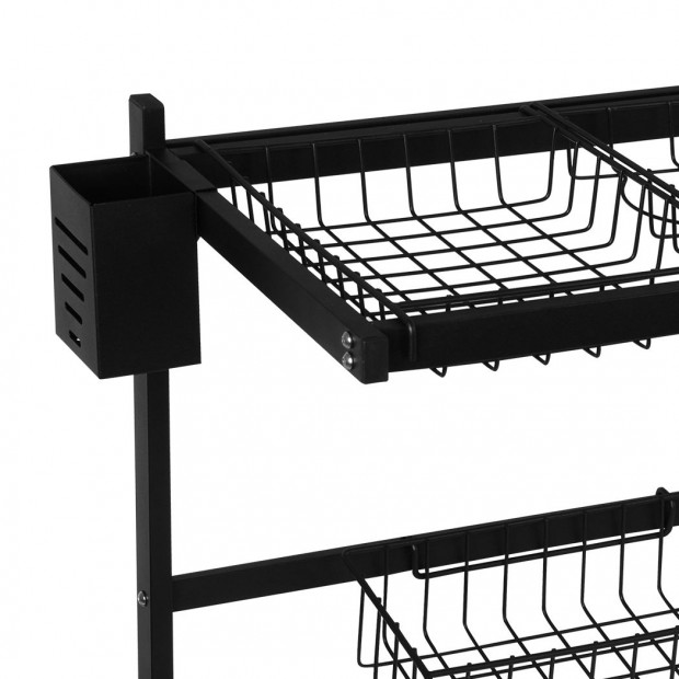 Dish Drying Rack Sink Black Dish Drainer Organizer 2 Tier Image 6