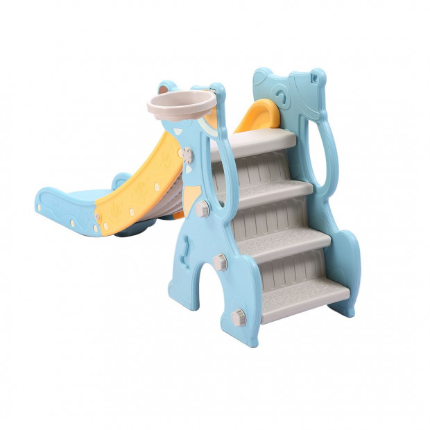 Kids Slide 160cm Basketball Hoop Activity Center Toddlers Play Blue Image 6