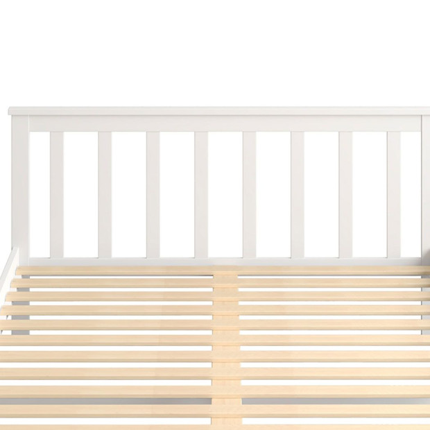 Wooden Bed Frame Queen Size Mattress Base White Image 6