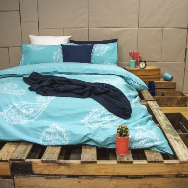 Paize - Turquoise Reversible Quilt Cover Set 100% Cotton