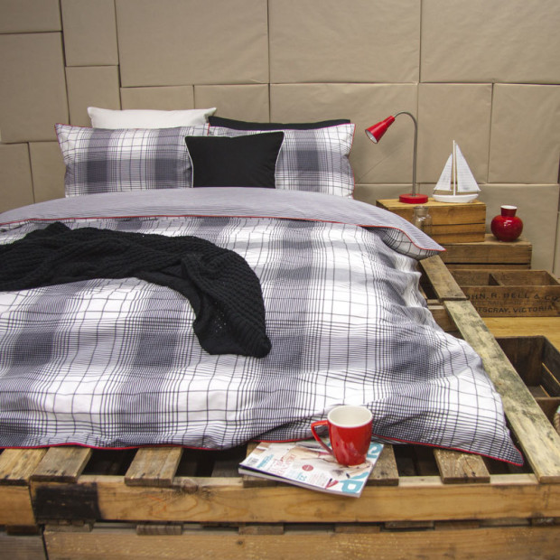 Wade Grey - Reversible Quilt Cover Set 100% Cotton