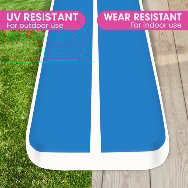 Powertrain 3m Air Track Inflatable Tumbling Gymnastics Mat Blue White Image 6