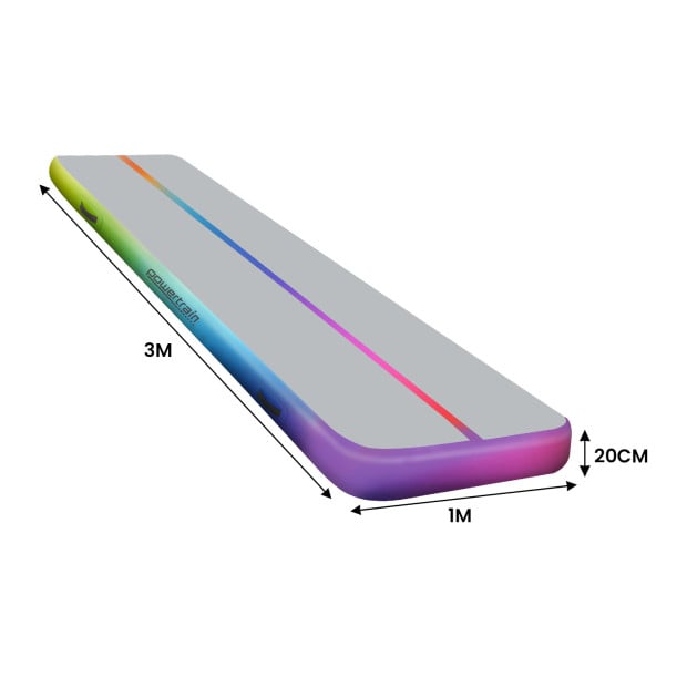 Powertrain 3m Air Track Tumbling Mat Gymnastics Exercise Inflatable - Rainbow Image 3