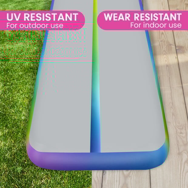 Powertrain 3m Air Track Tumbling Mat Gymnastics Exercise Inflatable - Rainbow Image 6