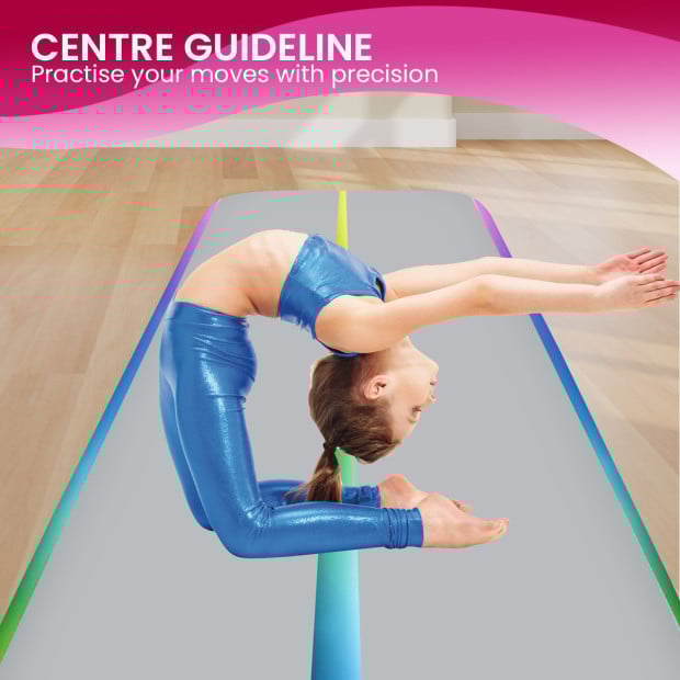 Powertrain 3m Air Track Tumbling Mat Gymnastics Exercise Inflatable - Rainbow Image 7