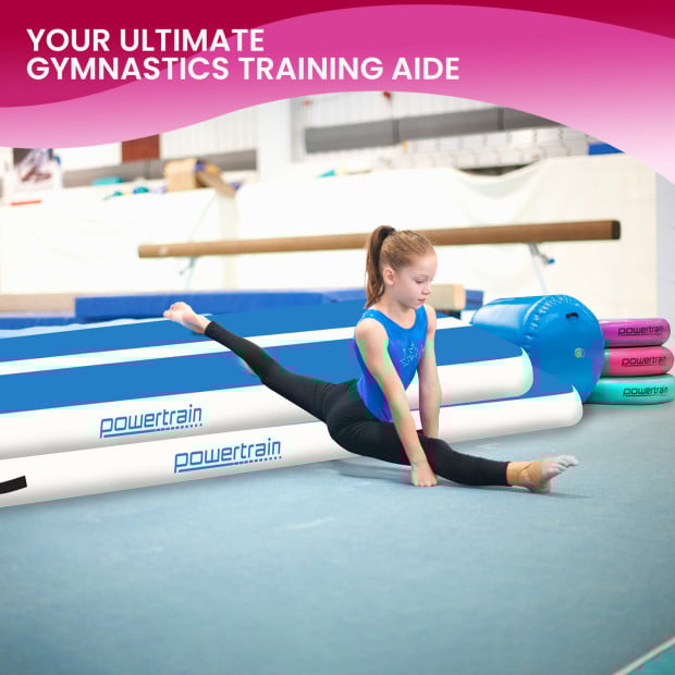 Powertrain 4m x 1m Air Track Inflatable Gymnastics Mat - Blue White Image 10