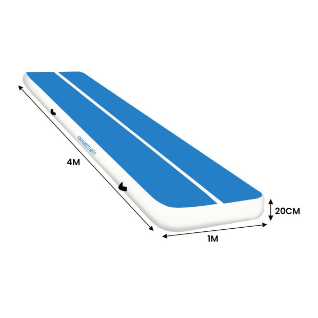 Powertrain 4m x 1m Air Track Inflatable Gymnastics Mat - Blue White Image 2