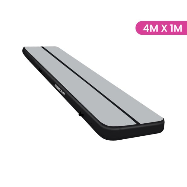 Powertrain 4m x 1m Air Track Inflatable Gymnastics Mat - Grey Black Image 2