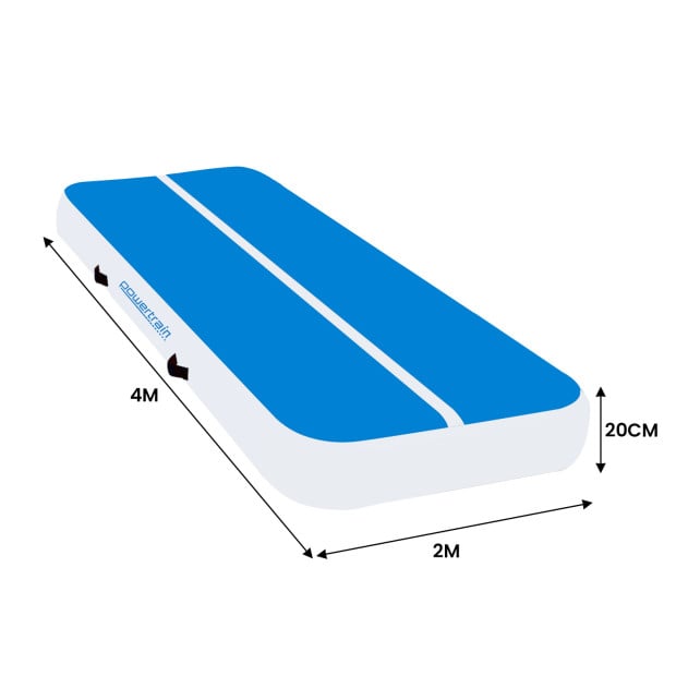 Powertrain 4m x 2m Air Track Gymnastics Mat Tumbling Exercise - Blue White Image 3